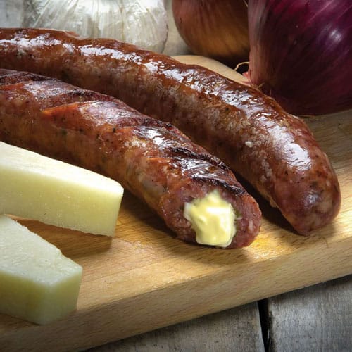 MPORAS λουκάνικα με mozzarella